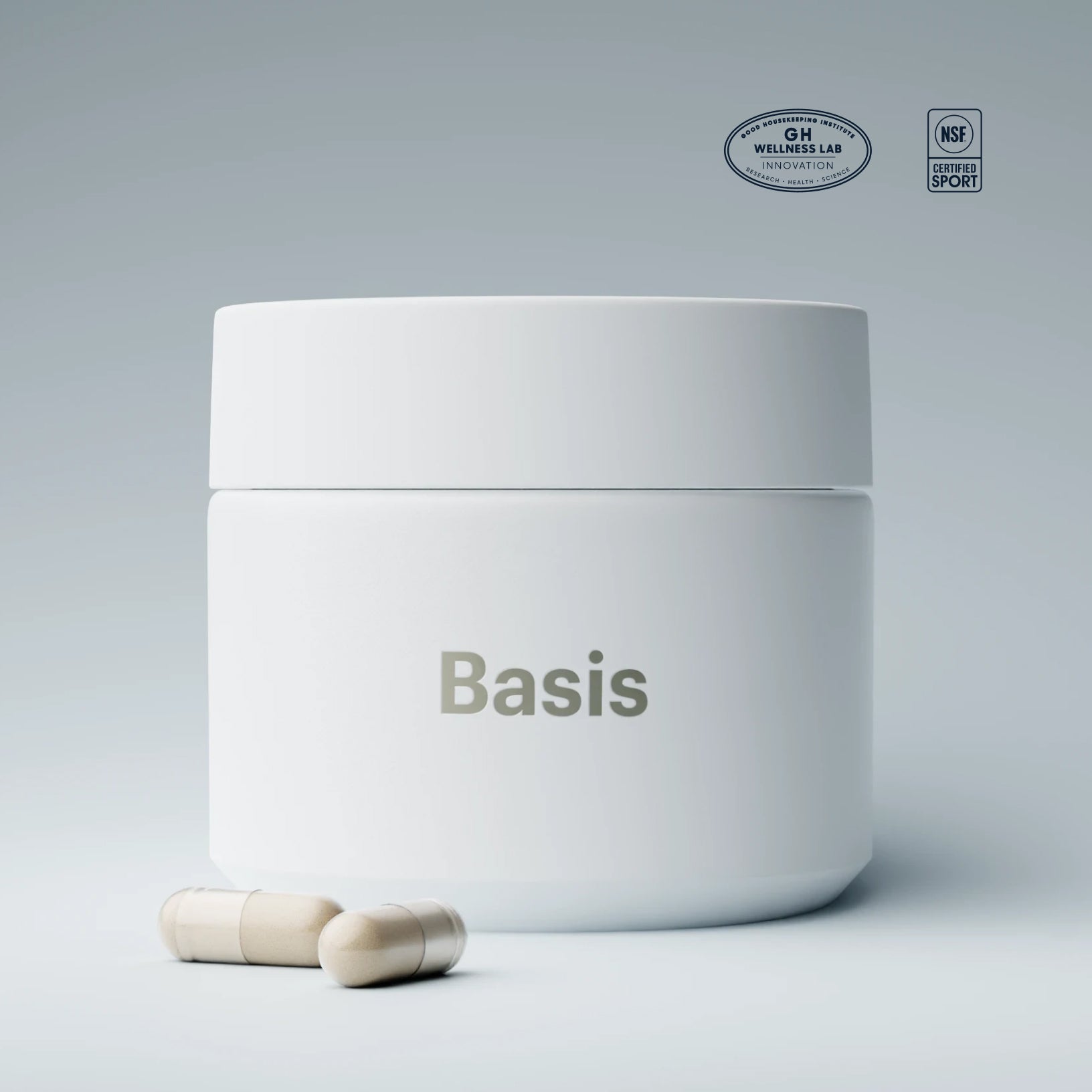 Basis bottle and capsules with the NSF Certified for Sport seal